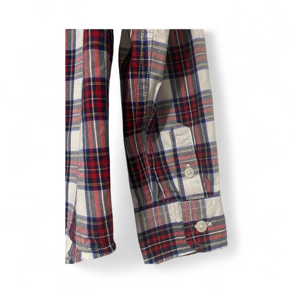 Janie and Jack Boys Red Blue Plaid Long Sleeve Button Up Size 7 - Picture 4 of 6